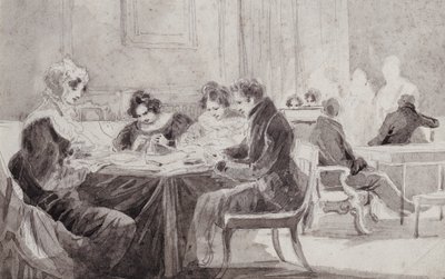 Večer doma (pero a inkoust na papíře) od John Harden