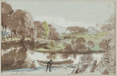 Brathay Hall z východu, Lake District, Cumbria, 1810 (wc na papíře) od John Harden