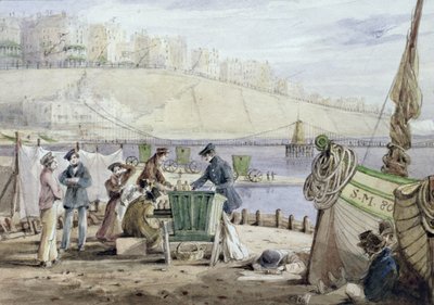 Brighton Beach, Sussex, 1844 (wc na papíře) od John Harden