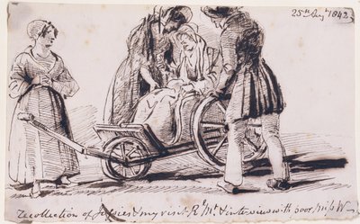 Dorothy Wordsworth (1771-1855) na invalidním vozíku, 1842 (inkoust na papíře) od John Harden