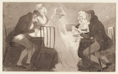 Skupina u stolu, 1806 (wc na papíře) od John Harden