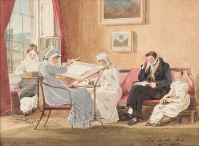 Jessie u stojanu, 1827 (wc na papíře) od John Harden