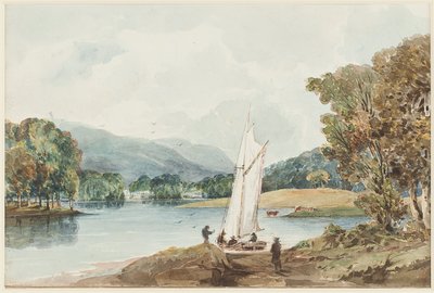 Ostrov Lily of the Valley, Lake Windermere, Lake District, Cumbria, 1827 (wc na papíře) od John Harden