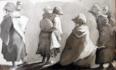 Matky nesoucí své děti (pero a inkoust na papíře) od John Harden