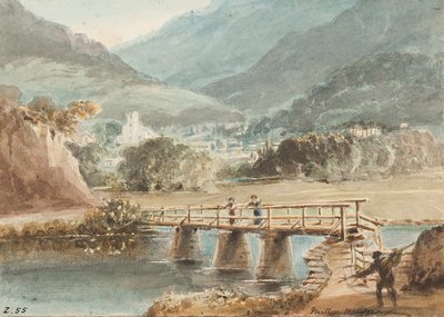 Old Miller Bridge, 1843 (wc na papíře) od John Harden