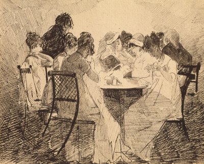 Party v Dublinu, 1809 (pero a inkoust na papíře) od John Harden