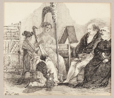 Hraní hudby na harfu, 1815 od John Harden