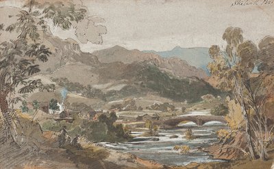 Skelwith Bridge, 1812 (čb na papíře) od John Harden