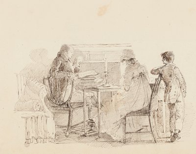 Tři u krbu, 1805 od John Harden
