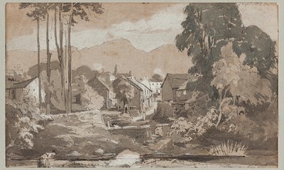 Pohled na východ do Ambleside, 1812 (wc na papíře) od John Harden