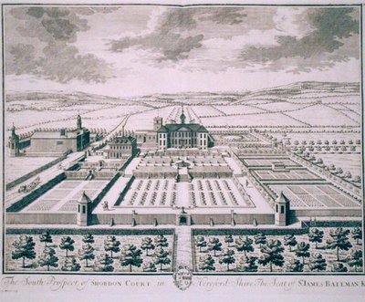 South Prospect of Shobdon Court, Herefordshire, sídlo sira Jamese Batemana (rytina) od John Harris