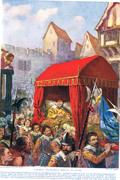 Příjezd kardinála Richelieu do Lyonu, ilustrace z Hutchinsonových Dějin národů. od John Harris Valda