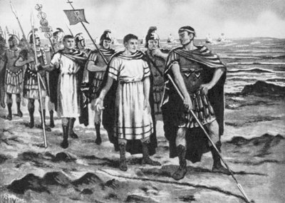 Konstantin sleduje hranice nového hlavního města (litografie) od John Harris Valda