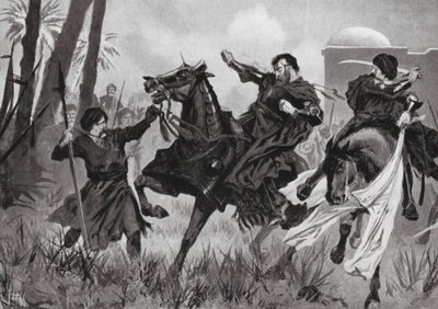 Porážka a smrt Šebestiána I. v bitvě u Alcazaru (litografie) od John Harris Valda