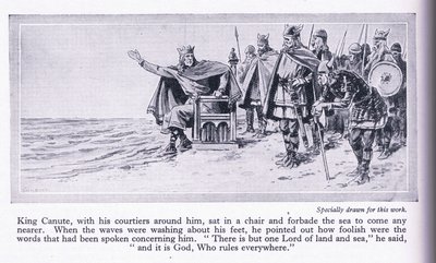 Král Canute zakazuje vstoupit do moře, kolem roku 1950 od John Harris Valda