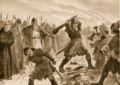 Král Olaf the Saint Breaking the Image of the God Thor, 1020 od John Harris Valda