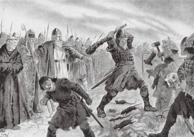 Král Olav Svatý rozbíjí obraz boha Mora od John Harris Valda