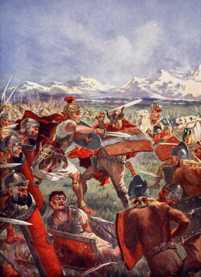 Marcellusův souboj s Virdumarem (barva litho) od John Harris Valda