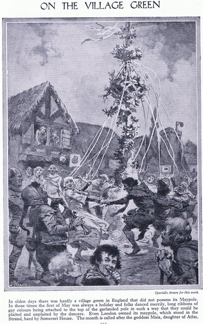 Na návsi. Tanec kolem májky, kolem roku 1950 od John Harris Valda