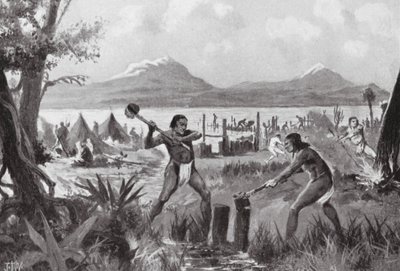 Nadace města Mexika (litografie) od John Harris Valda