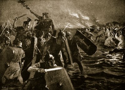 Římský útok na Anglesey od John Harris Valda