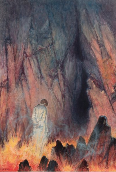 Duch lidstva přecházející do neznáma (tužka a pastelka na papíře) od John Harris Valda