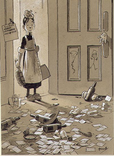 City Notes, Company Results (pero a inkoust, akvarel) od John Hassall