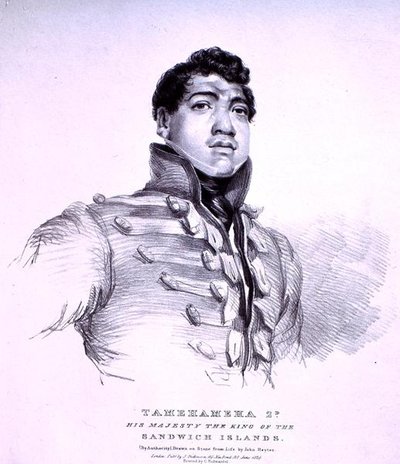 Tamehameha 2nd: Jeho Veličenstvo král Sandwichových ostrovů (litho) od John Hayter
