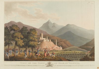 Pohled na město Briar, Valencie, rytina Dubourg, 1814 (kolorovaná akvatinta) od John Heaviside Clark