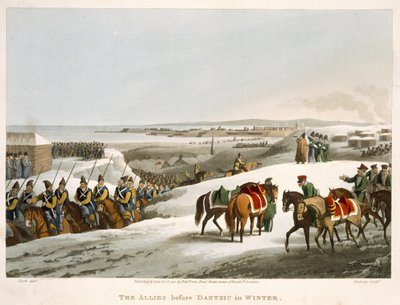 Spojenci před Dantzicem v zimě, vyrytý Matthew Dubourg (fl.1813-20) z 
