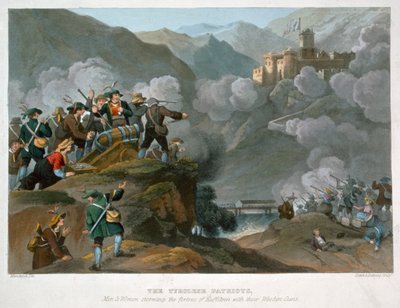 „Tyrolští patrioti útočí na pevnost Kuffstein se svými dřevěnými děly, 1816 od John Heaviside Clark
