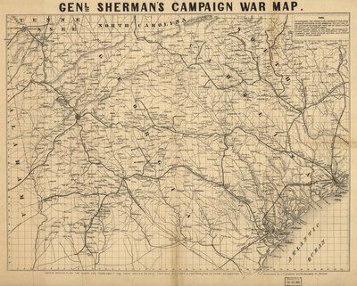 Válečná mapa kampaně generála Shermana. LOC 99447285 od John Henry Bufford