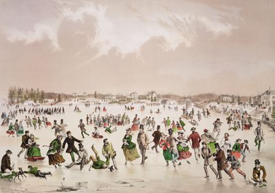 Jamaica Pond, West Roxbury, Mass., cca 1859 (barevná litografie) od John Henry Bufford