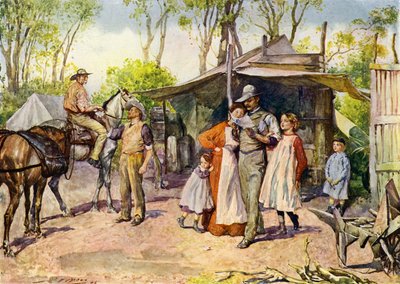 Doručování dopisů v australské buši (barva litho) od John Henry Frederick (after) Bacon