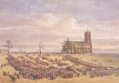 Pohřeb obětí katastrofy Hartley Colliery v hřbitově Earsdon, 26. ledna 1862 (akvarel na papíře) od John Henry Leonard