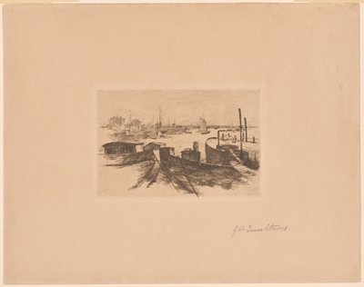 Přístav s bárkami od John Henry Twachtman