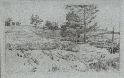 Krajina s kamennou zdí (náčrt polí) od John Henry Twachtman