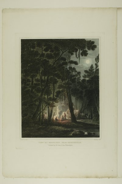View By Moonlight, Near Fayetteville, deska tři z druhého počtu Malebných pohledů na americkou scenérii od John Hill