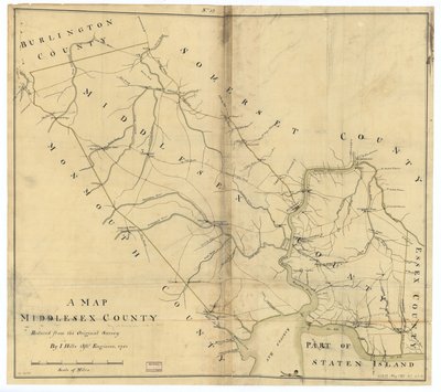 Mapa, Middlesex County. LOC gm72003603 od John Hills