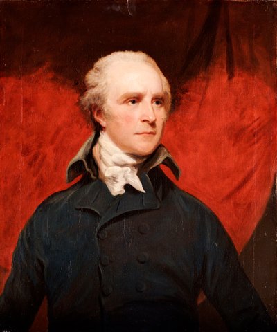 Portrét Rt. Honzo Thomas Grenville, M.P., poloviční délka, v šedém kabátě a bílé nákrčníku od John Hoppner