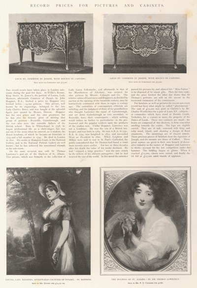 Rekordní ceny za obrazy a skříňky od John Hoppner