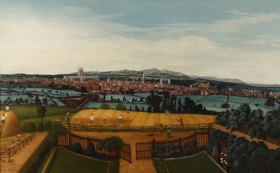 Vyhlídka Worcesteru z východu, kolem roku 1750 od John I Harris