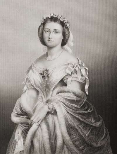 H.R.H. Princezna Victoria Adelaide Maria Louisa (1840-1901) Královská princezna Anglie, vyryl D.J. Libra z fotografie, z „Kresliště významných osobností, svazek 2“, publikované v Lo od John Jabez Edwin Paisley Mayall