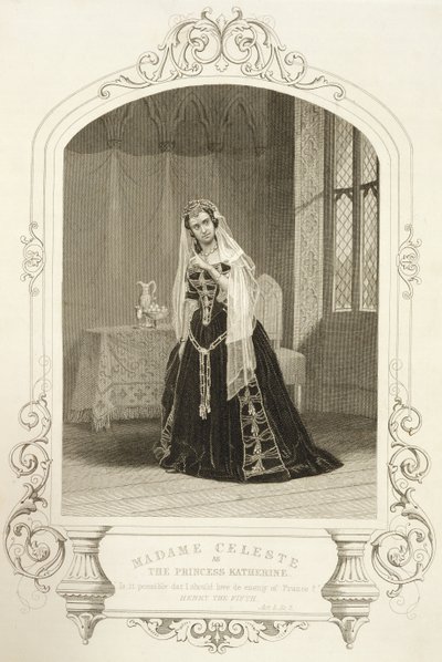 Madame Celeste jako princezna Katherine, dějství V. scéna 2 