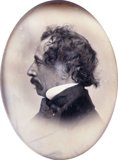 Profilový portrét gentlemana, identifikovaného jako Charles Dickens, kolem 1853-1855 od John Jabez Edwin Paisley Mayall
