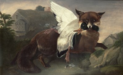 Liška a husa, asi 1835 (olej na plátně) od John James Audubon