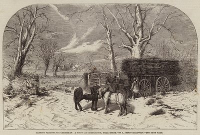 Carting Paggots for Christmas, Scéna v Chessingtonu, poblíž Epsomu od John Jessop Hardwick