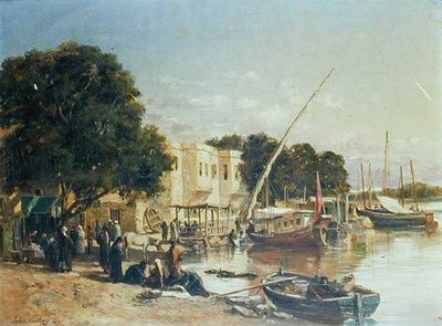 Na kanálu Mahmoudieh, Alexandrie od John Jnr. Varley