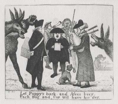 Nechte štěňata štěkat a osly hýkat, každý pes a kurva budou mít svůj den, 1784 od John Kay