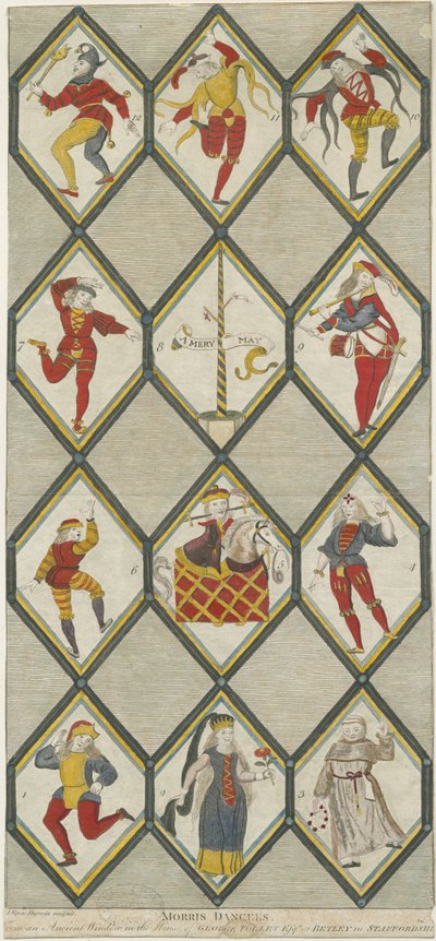 Betley Glass Window - Morris Dancers: rytina, nd [1751-1790] (tisk) od John Keyse Sherwin